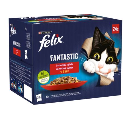 FELIX Fantastic 24x85g kura/hovädzie/králik/jahňacie v želé