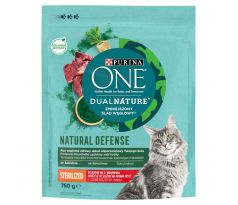 PURINA ONE DualNature NATURAL DEFENSE Sterilised s hovädzím a spirulinou 750 g