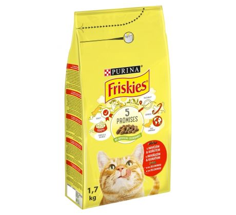 FRISKIES GM 1,7kg s hovädzím, kuraťom a pridanou zeleninou