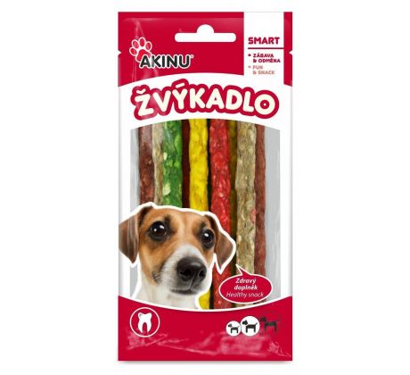 Akinu Tyčinky pamlsok pre psy viacfarebné žuvacie 12,5 cm 9 ks