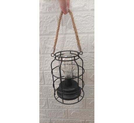 Vintage stolná lampa s LED žiarovkou, čierna