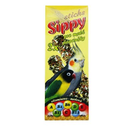 Akinu SIPPY Tyč vitamínovo - medová doplnkové krmivo pre malé papagáje 2 ks