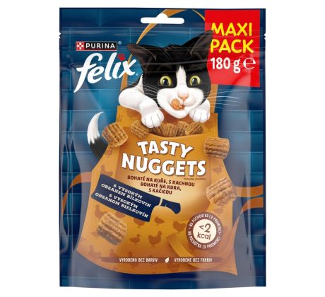 FELIX Tasty Nuggets 180g Bohaté na kura a kačicu