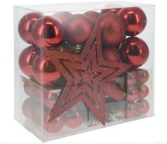 Sada vianočných ozdôb 54ks - červené