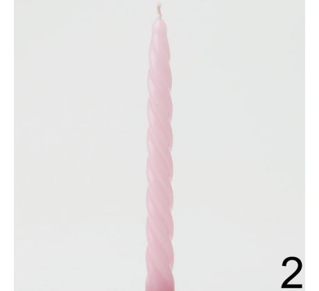 Konická točená sviečka svetloružová 23cm, 1ks