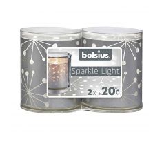 Bolsius Sparkle light 2 ks biela sviečka